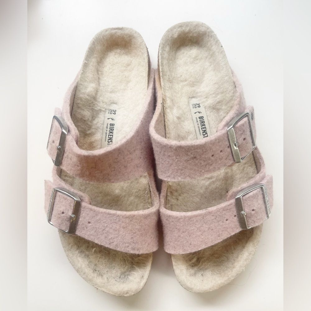 Birkenstock Arizona Rivet Wool Soft pastel Pink Sandals 8-8.5 US/ 39 EUR - Picture 4 of 17